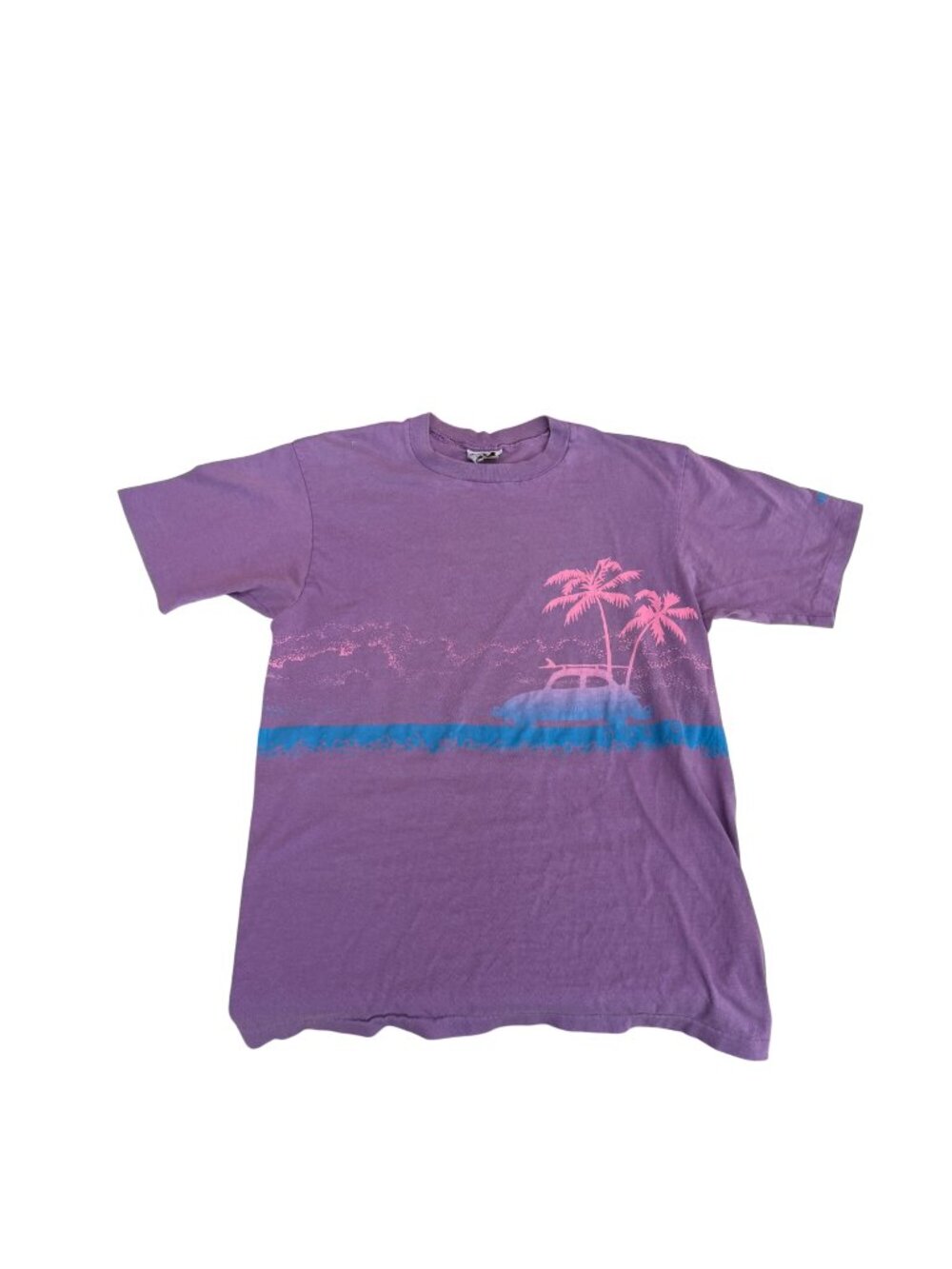 Hobie Vintage Purple Graphic T-Shirt Medium Beach Scene 100% Cotton